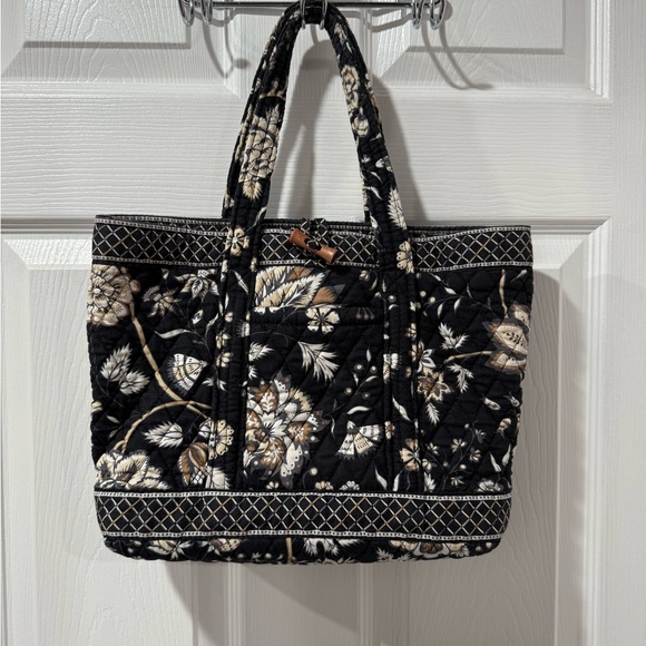 Vera Bradley Crabtree and Evelyn Black and Cream Floral Tote - Picture 1 of 5